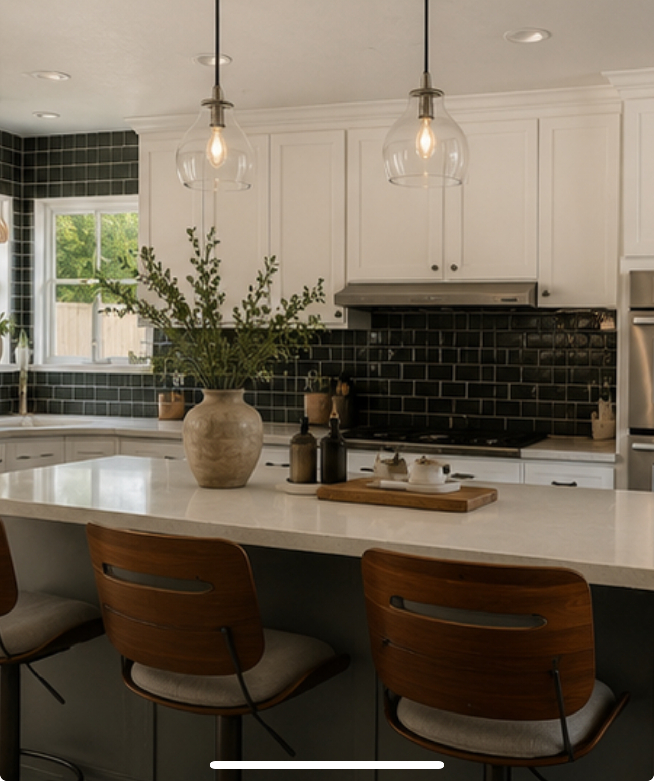Kitchen island and seating